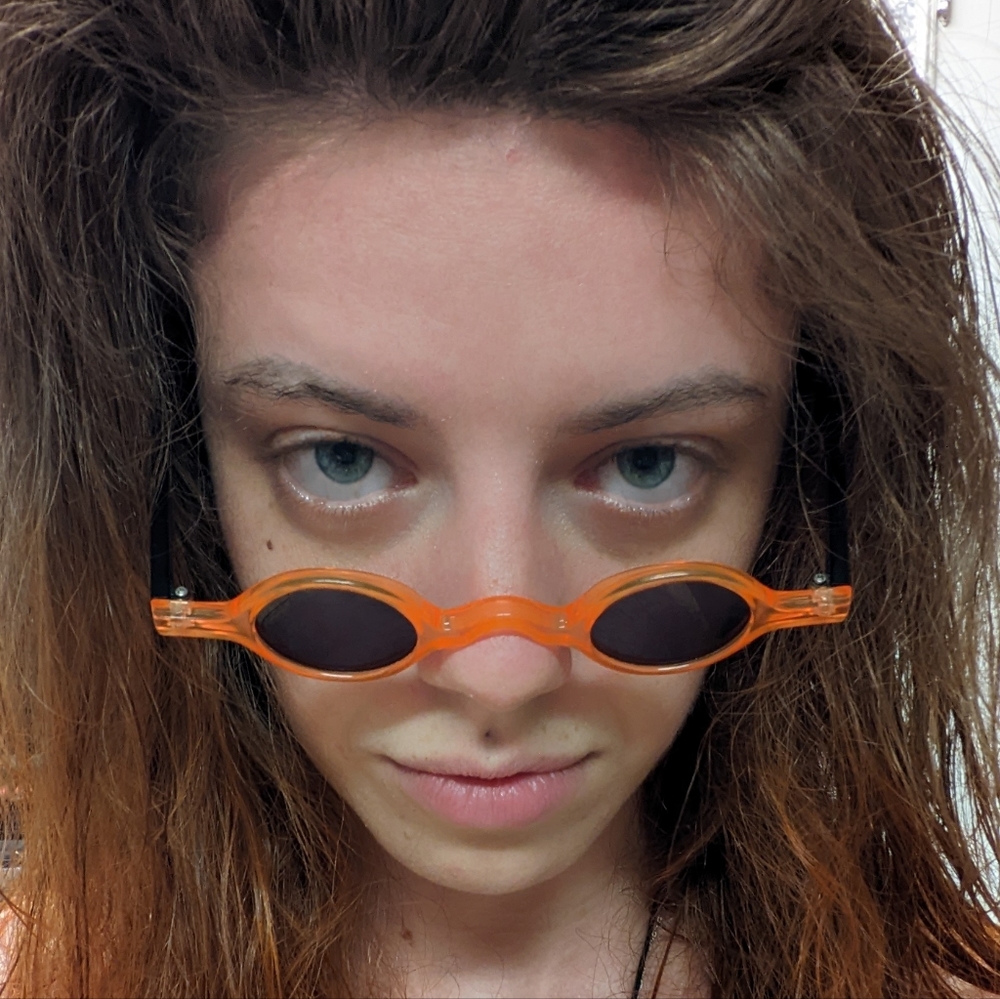 Fashion Orange Small Round Frame Statement Sunglasses